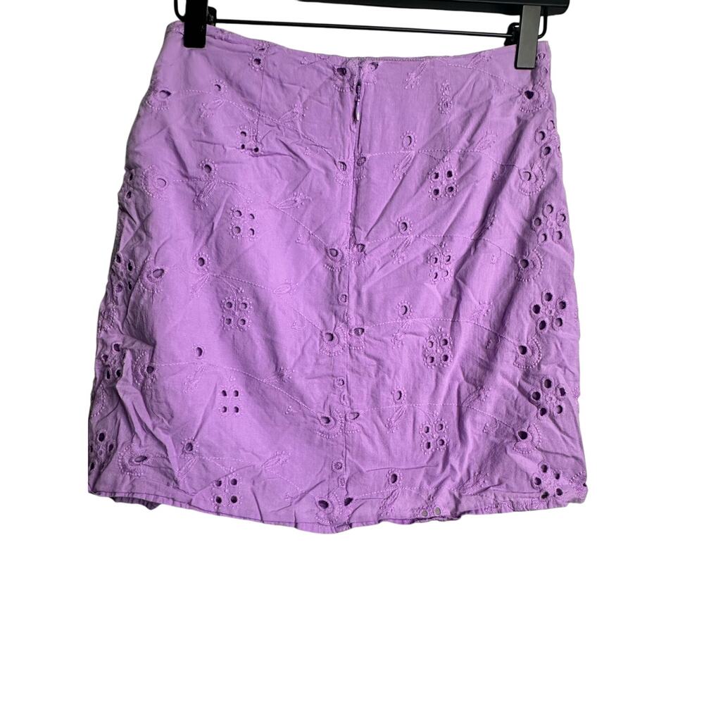 ASHLEY PARKER x RTR Women's Purple 100% Cotton Eyelet Wrap Mini Skirt Size 2 - Picture 9 of 14
